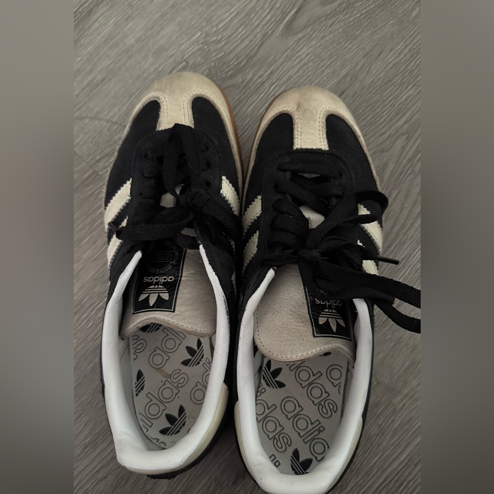 Adidas Black and White Striped Shoes sambas